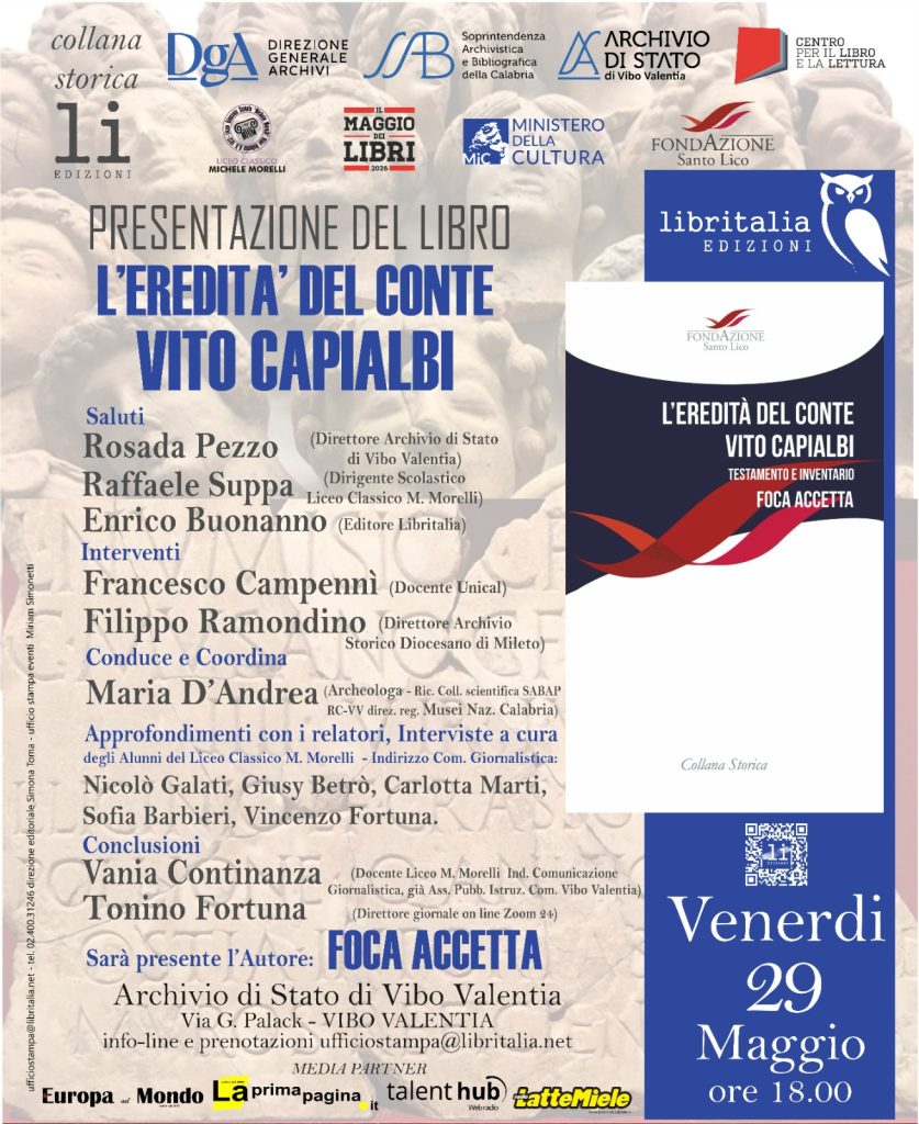 Presentazione volume | “L’eredità del Conte Vito Capialbi” di Foca Accetta
