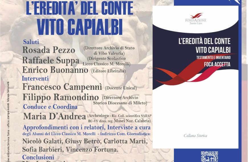 Presentazione volume | “L’eredità del Conte Vito Capialbi” di Foca Accetta