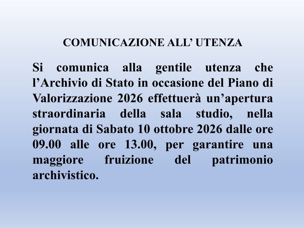 comunicazione apertura straordinaria sabato 10.10.2026