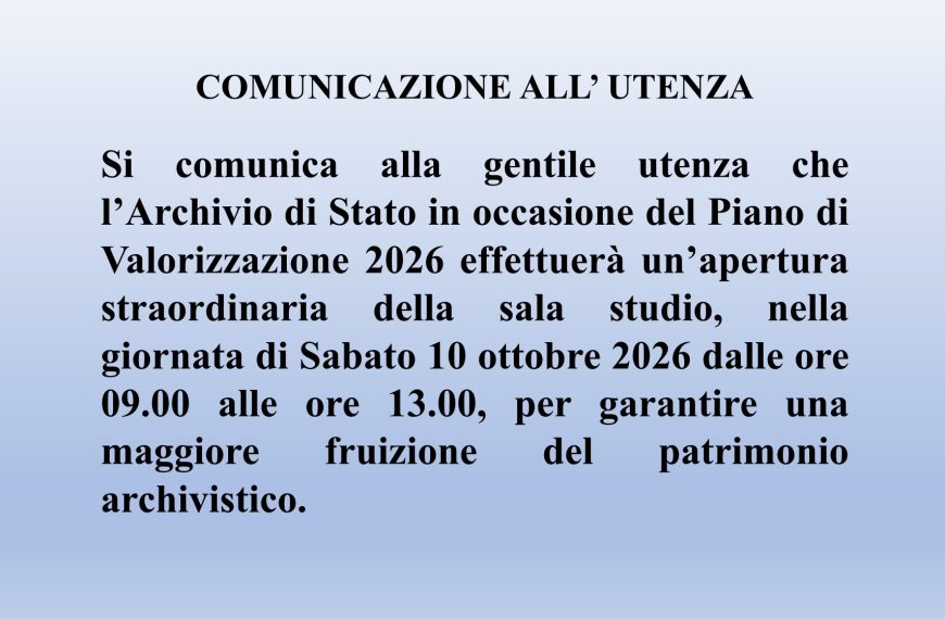 comunicazione apertura straordinaria sabato 10.10.2026